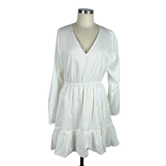 OUTERKNOWN White Lulu Ruffle Tiered Mini Dress Women's Size Medium NWT Boho - Picture 1 of 9